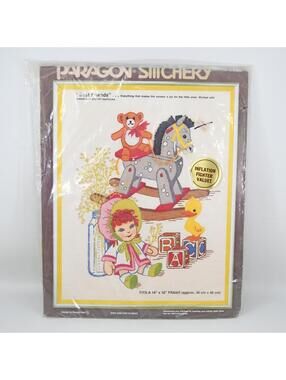 VTG Paragon Crewel Stitchery Kit Rocking Horse Baby Doll Best Friends Nursery
